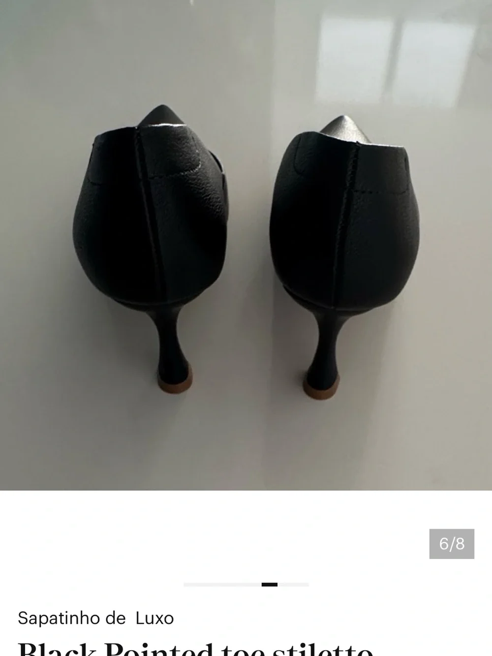 Black Leather Pointed Toe Heels Pumps size 6 classic comfort stylish elegant NIB